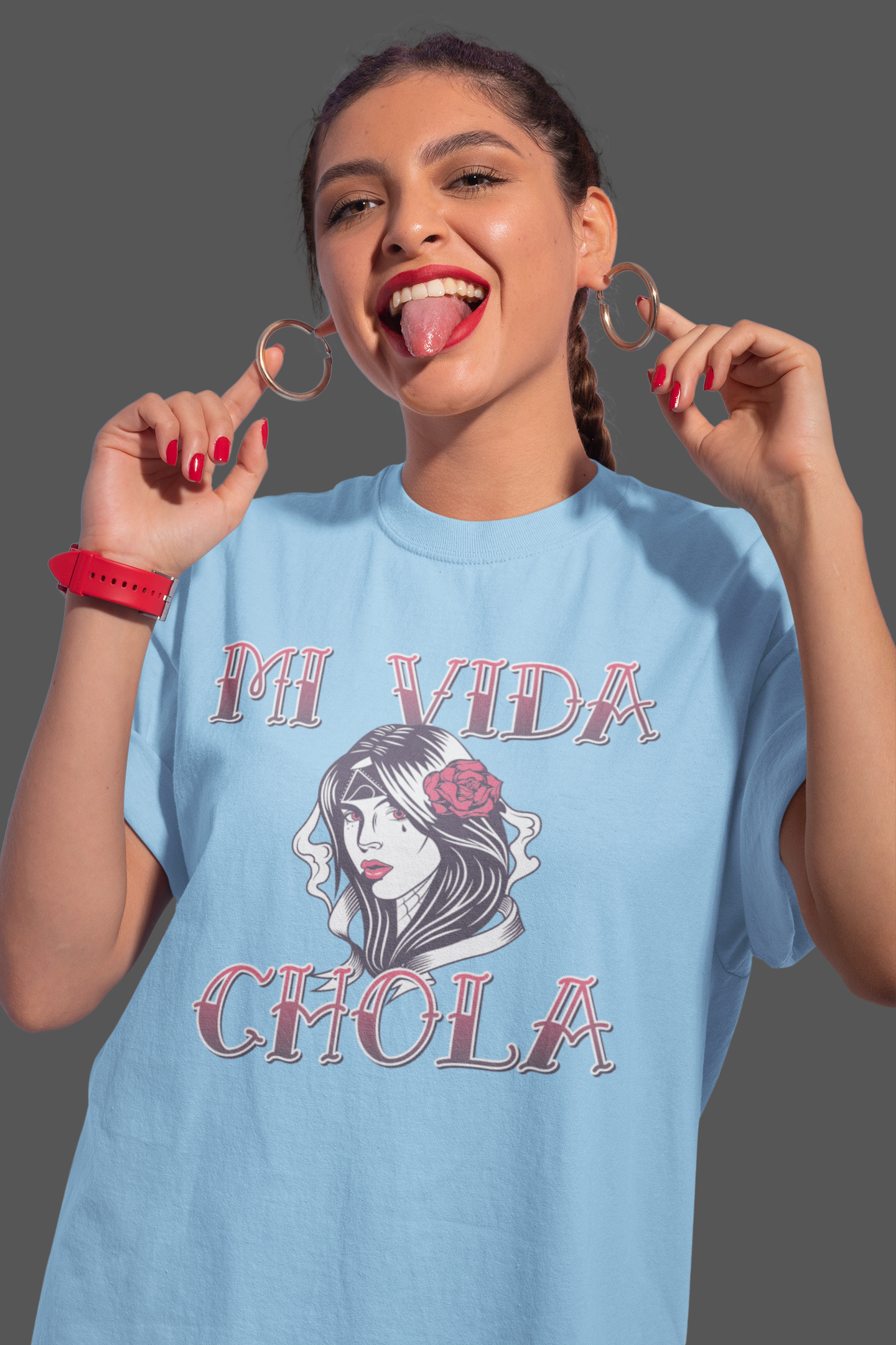 "MI VIDA CHOLA" Women's Premium Terry Oversized T-Shirt