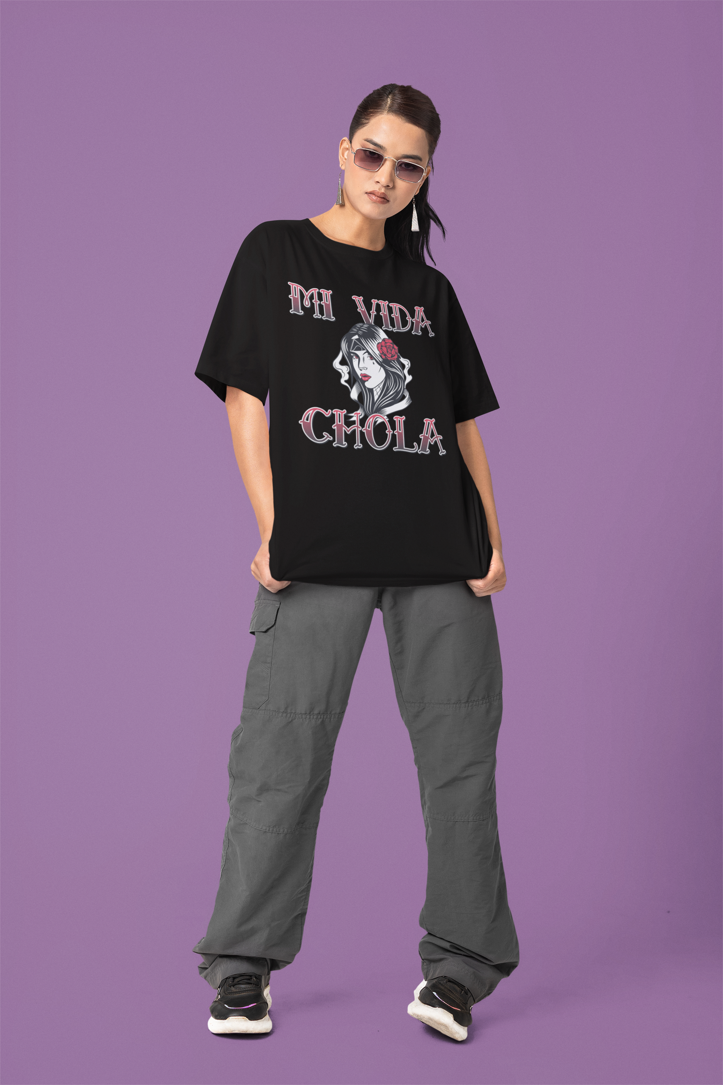 "MI VIDA CHOLA" Women's Premium Terry Oversized T-Shirt